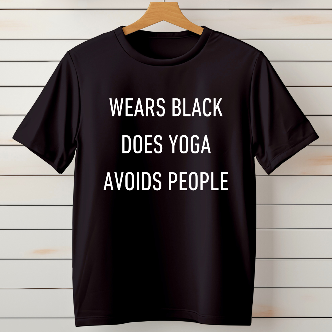 WEARS BLACK. DOES YOGA.