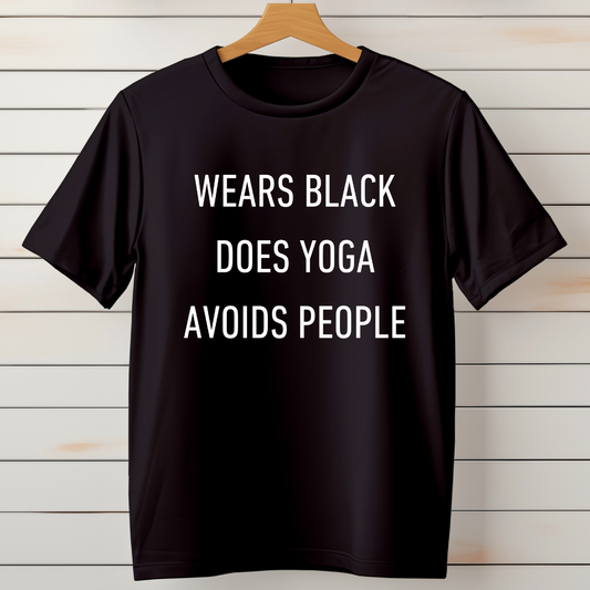 WEARS BLACK. DOES YOGA.