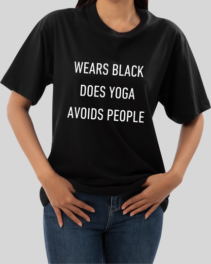 WEARS BLACK. DOES YOGA.
